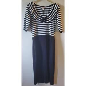 Kiss Me Deadly Dress- Micheline Pitt Pinup Couture Size L Nautical Sexy Body Con